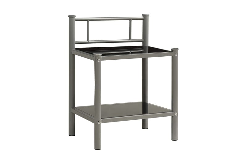 sengeskabe 2 stk. metal og glas grå og sort - Møbler - Borde - Aflastningsbord - Sengebord