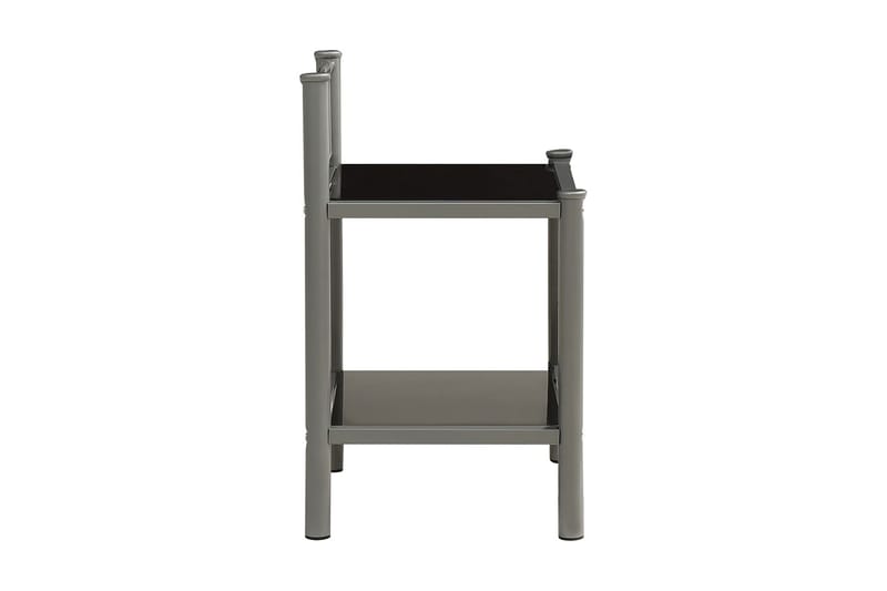 sengeskabe 2 stk. metal og glas grå og sort - Møbler - Borde - Aflastningsbord - Sengebord