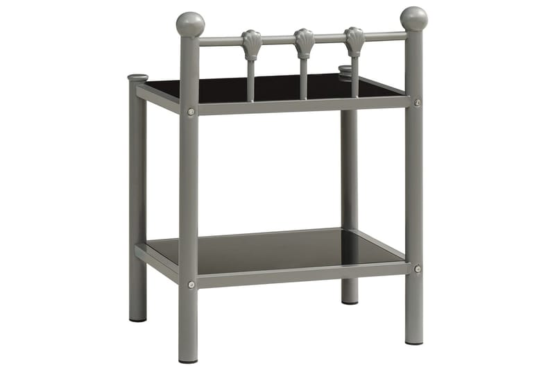 sengeskabe 2 stk. metal og glas grå og sort - Møbler - Borde - Aflastningsbord - Sengebord