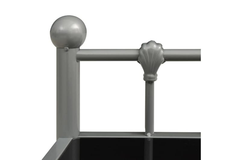 sengeskabe 2 stk. metal og glas grå og sort - Møbler - Borde - Aflastningsbord - Sengebord