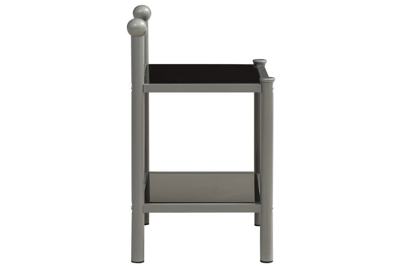 sengeskabe 2 stk. metal og glas grå og sort - Møbler - Borde - Aflastningsbord - Sengebord