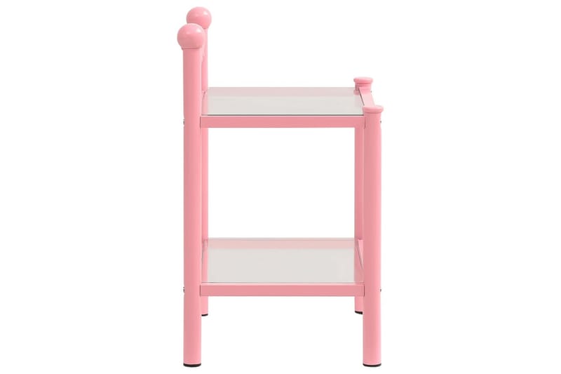 sengeskabe 2 stk. metal og glas pink og transparent - Møbler - Borde - Aflastningsbord - Sengebord