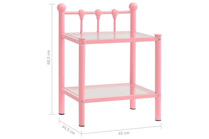 sengeskabe 2 stk. metal og glas pink og transparent - Møbler - Borde - Aflastningsbord - Sengebord