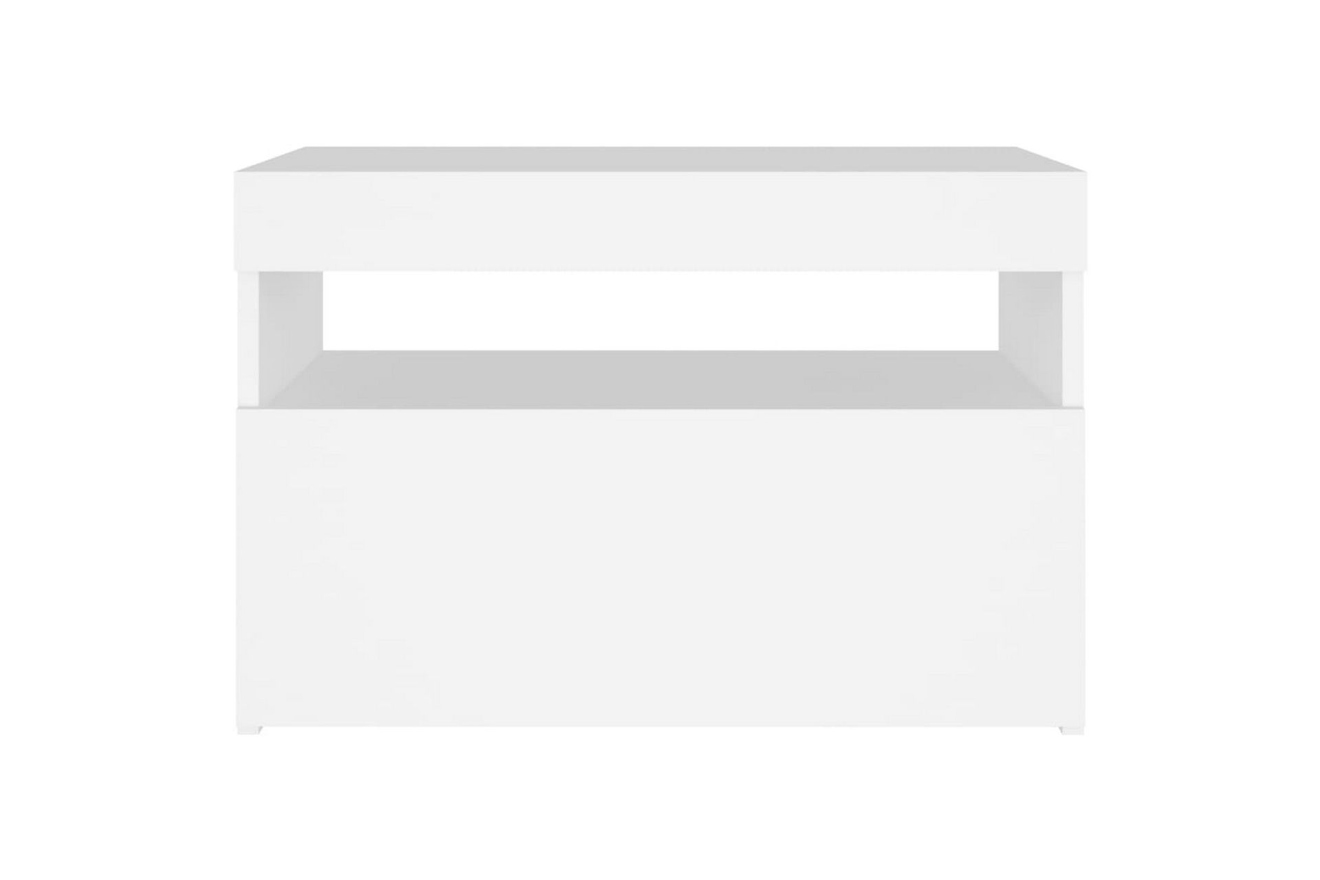 sengeskabe m. LED-lys 2 stk. 60x35x40 cm spånplade hvid - Hvid - Møbler - Borde - Aflastningsbord - Sengebord