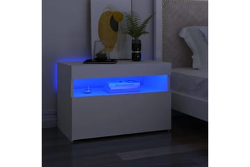 sengeskabe m. LED-lys 2 stk. 60x35x40 cm spånplade hvid - Hvid - Møbler - Borde - Aflastningsbord - Sengebord