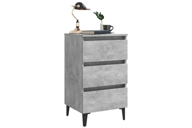 sengeskabe m. metalben 2 stk. 40x35x69 cm betongrå - Grå - Møbler - Borde - Aflastningsbord - Sengebord