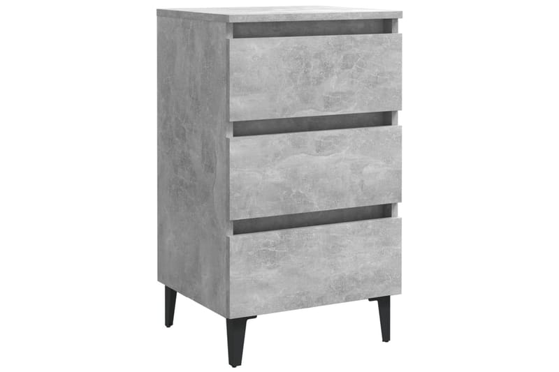 sengeskabe m. metalben 2 stk. 40x35x69 cm betongrå - Grå - Møbler - Borde - Aflastningsbord - Sengebord