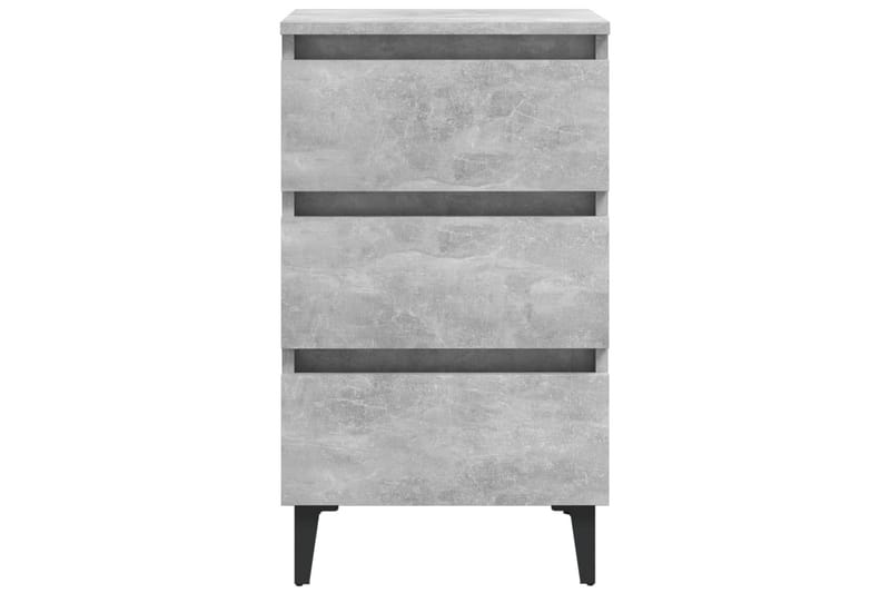 sengeskabe m. metalben 2 stk. 40x35x69 cm betongrå - Grå - Møbler - Borde - Aflastningsbord - Sengebord