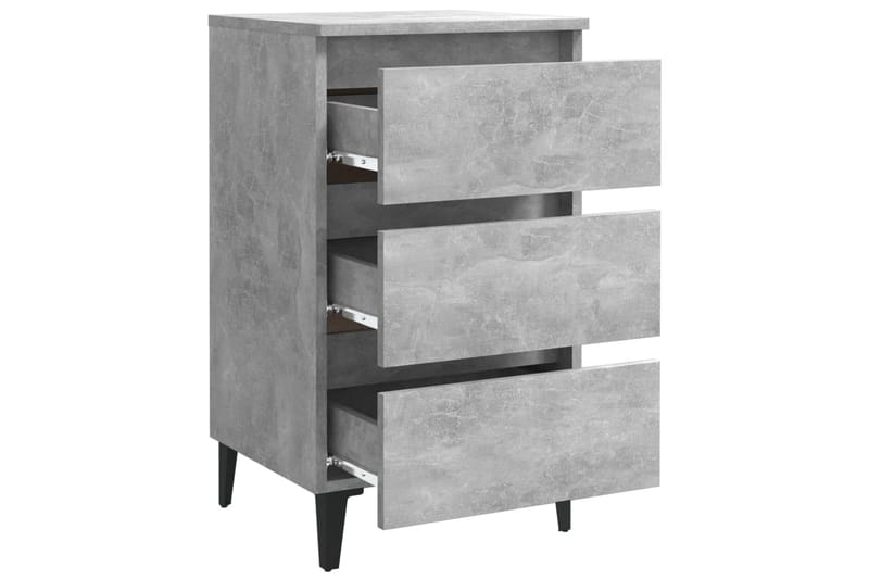 sengeskabe m. metalben 2 stk. 40x35x69 cm betongrå - Grå - Møbler - Borde - Aflastningsbord - Sengebord