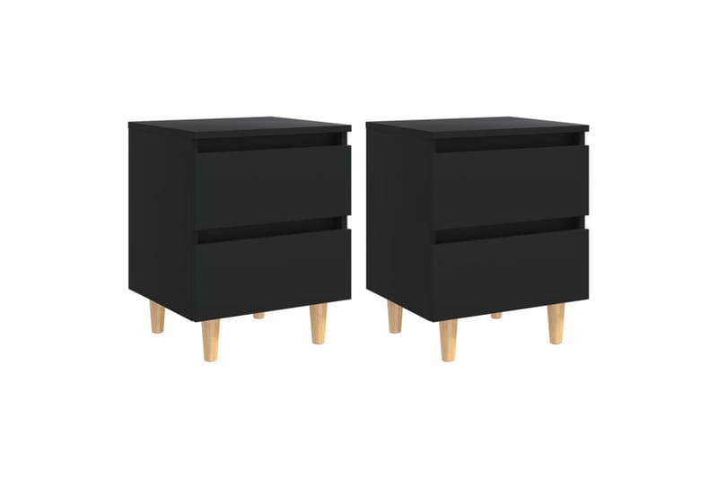sengeskabe med ben i massivt fyrretræ 2 stk. 40x35x50 cm - Sort - Møbler - Borde - Aflastningsbord - Sengebord