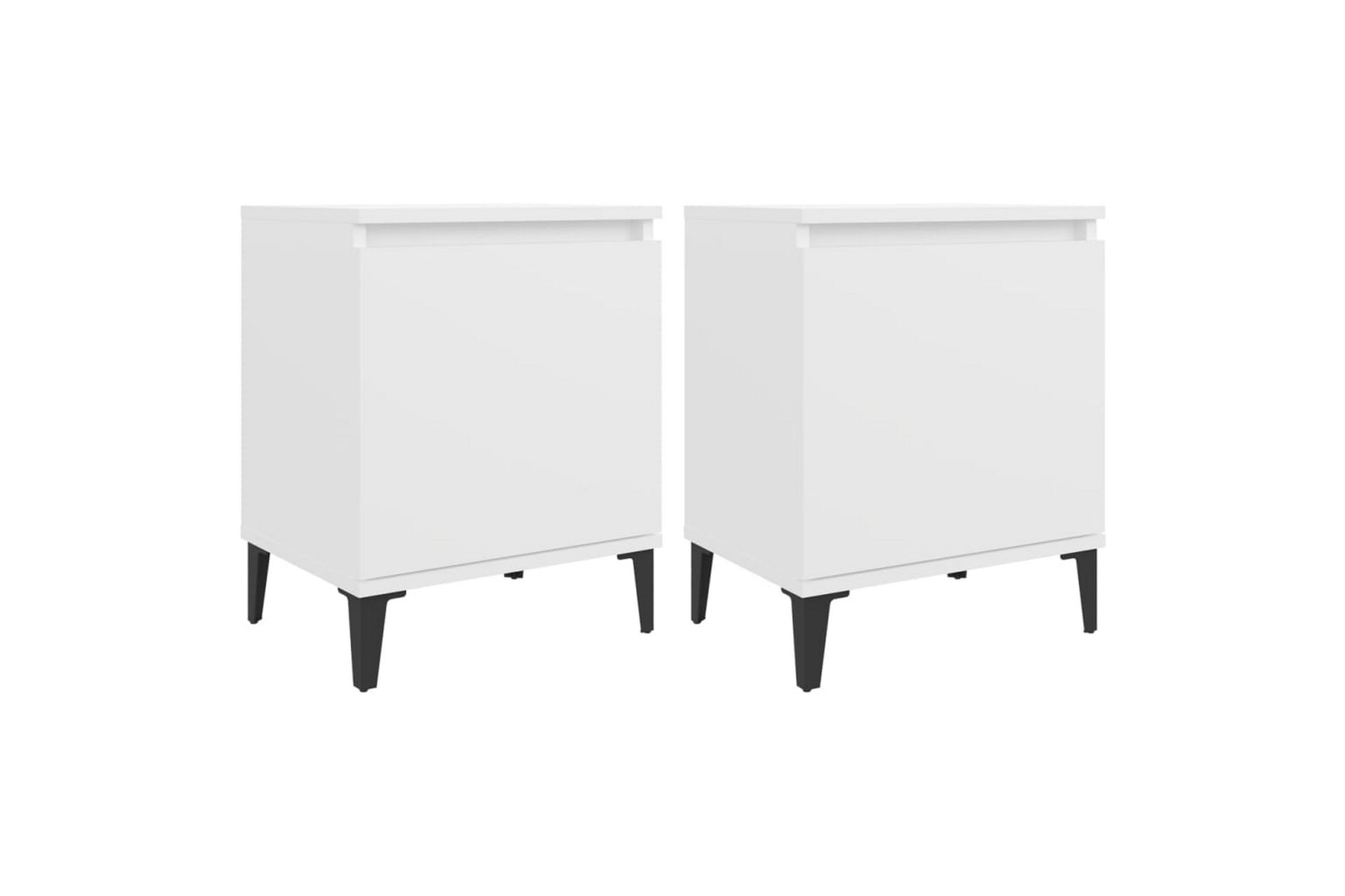 sengeskabe med metalben 2 stk. 40x30x50 cm hvid - Hvid - Møbler - Borde - Aflastningsbord - Sengebord