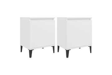 sengeskabe med metalben 2 stk. 40x30x50 cm hvid - Hvid - Møbler - Borde - Aflastningsbord - Sengebord