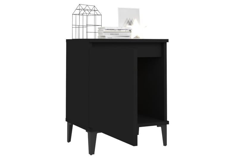 sengeskabe med metalben 2 stk. 40x30x50 cm sort - Sort - Møbler - Borde - Aflastningsbord - Sengebord