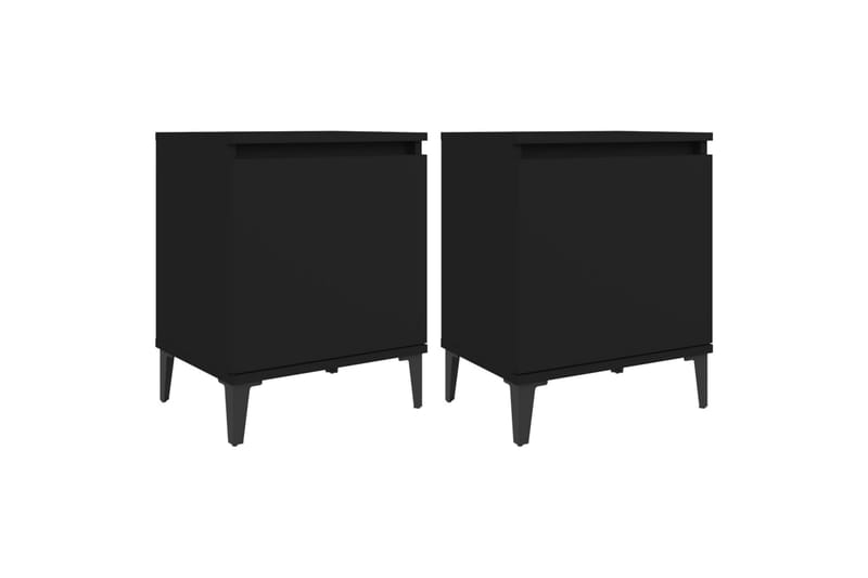sengeskabe med metalben 2 stk. 40x30x50 cm sort - Sort - Møbler - Borde - Aflastningsbord - Sengebord