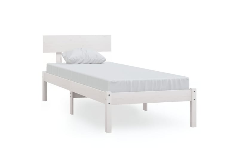 sengestel 90x190 cm UK Single massivt fyrretræ hvid - Hvid - Sengebord