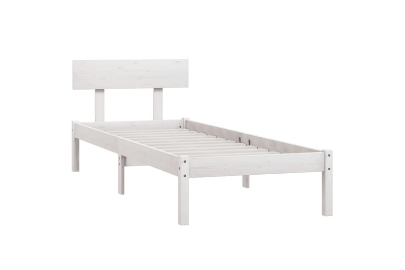 sengestel 90x190 cm UK Single massivt fyrretræ hvid - Hvid - Sengebord