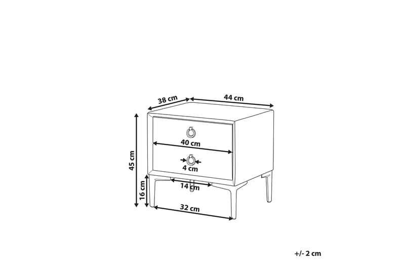 Sezanne Sengebord 44 cm - Kunstlæder/Sort - Sengebord