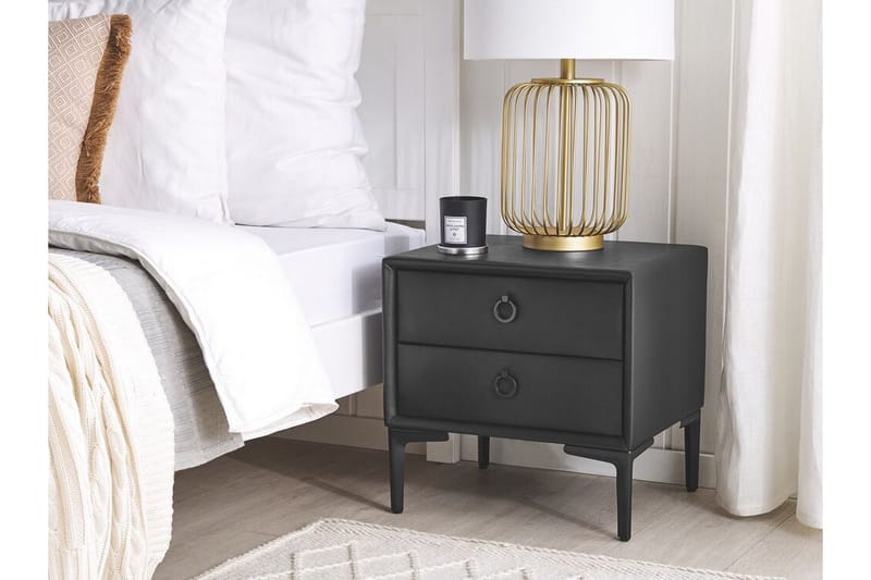 Sezanne Sengebord 44 cm - Kunstlæder/Sort - Møbler - Borde - Aflastningsbord - Sengebord