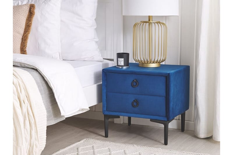 Sezanne Sengebord 44 cm - Velour/Blå - Møbler - Borde - Aflastningsbord - Sengebord
