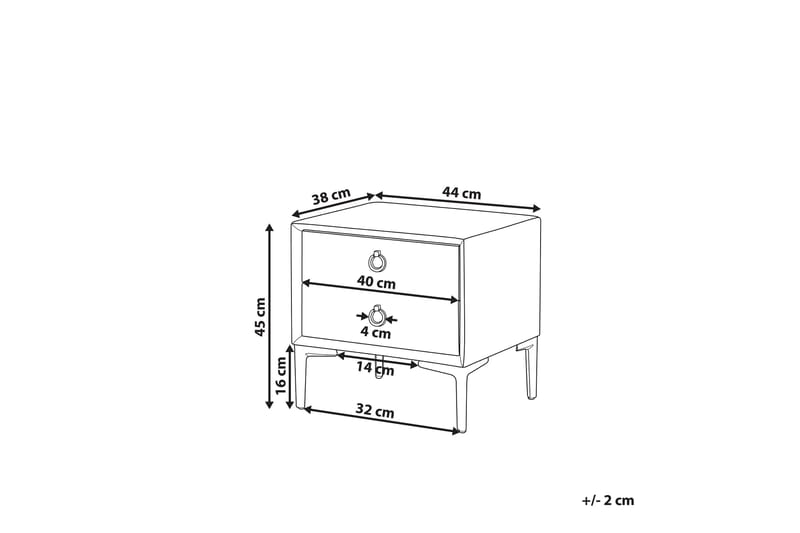 Sezanne Sengebord 44 cm - Velour/Grå - Møbler - Borde - Aflastningsbord - Sengebord