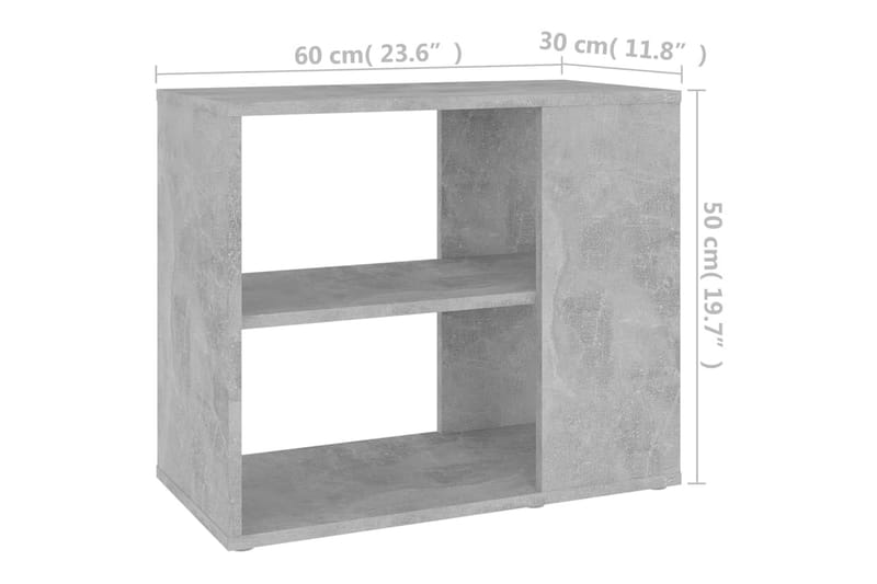 sideskab 60x30x50 cm spånplade betongrå - Grå - Sengebord