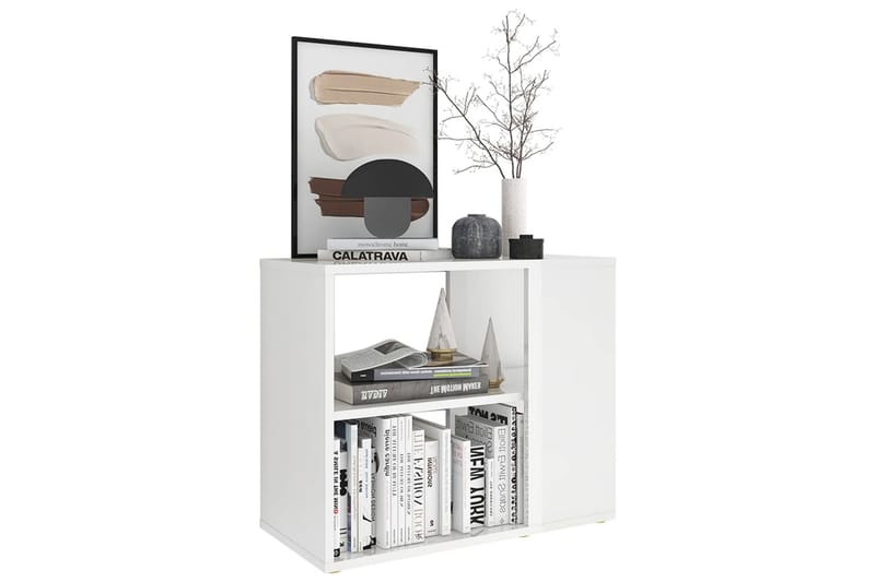 sideskab 60x30x50 cm spånplade hvid højglans - Hvid - Møbler - Borde - Aflastningsbord - Sengebord