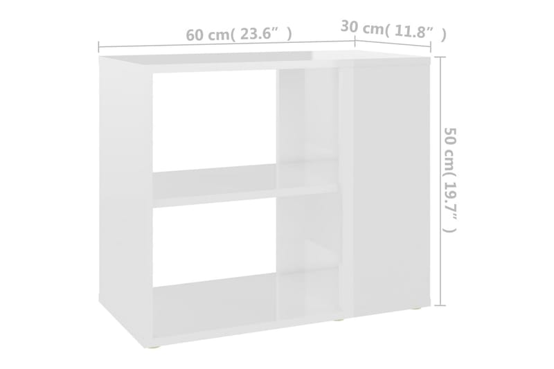 sideskab 60x30x50 cm spånplade hvid højglans - Hvid - Sengebord