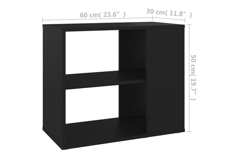 sideskab 60x30x50 cm spånplade sort - Sort - Møbler - Borde - Aflastningsbord - Sengebord