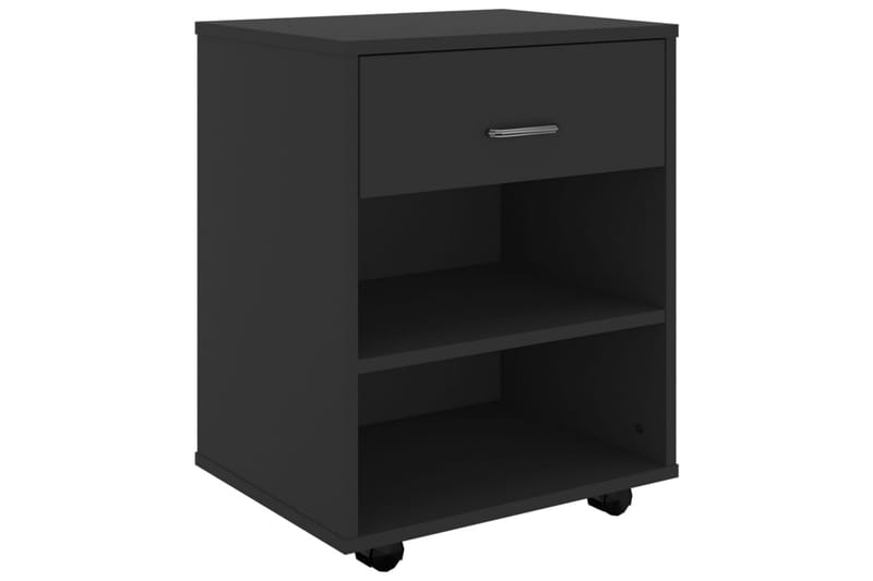 skab med hjul 46x36x59 cm spånplade sort - Sort - Møbler - Borde - Aflastningsbord - Sengebord