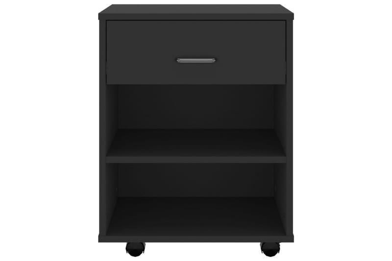 skab med hjul 46x36x59 cm spånplade sort - Sort - Møbler - Borde - Aflastningsbord - Sengebord