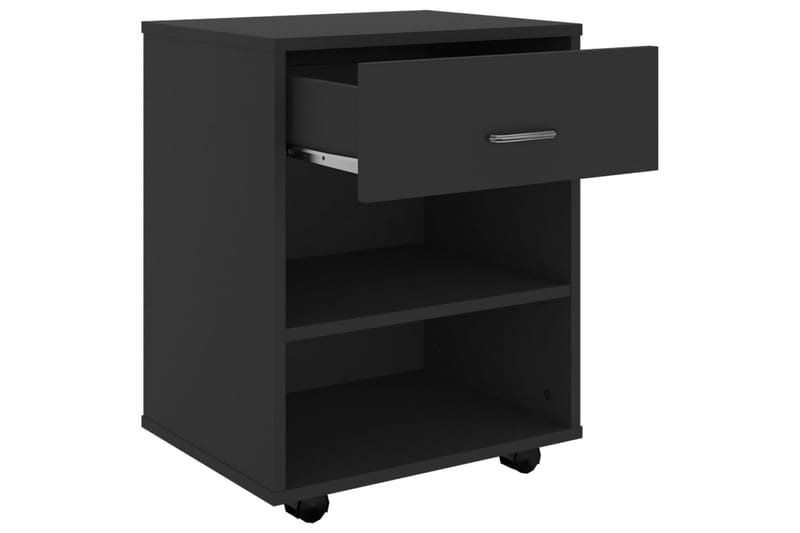 skab med hjul 46x36x59 cm spånplade sort - Sort - Møbler - Borde - Aflastningsbord - Sengebord