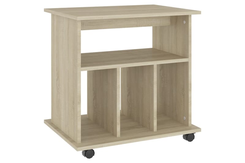 skab med hjul 60x45x60 cm spånplade sonoma-eg - Brun - Sengebord