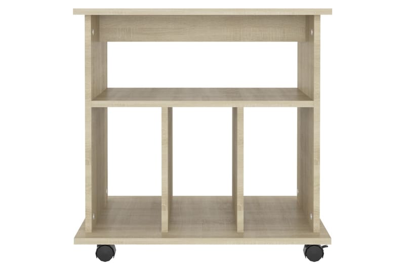 skab med hjul 60x45x60 cm spånplade sonoma-eg - Brun - Sengebord