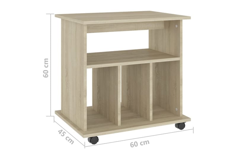 skab med hjul 60x45x60 cm spånplade sonoma-eg - Brun - Sengebord