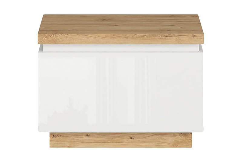 Snarkil Sengebord 58x41 cm - Natur / hvid Højglans - Møbler - Borde - Aflastningsbord - Sengebord