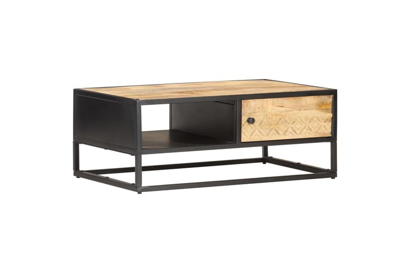 sofabord med udskåret låge 90x55x36 cm ru mangotræ - Brun - Møbler - Borde - Aflastningsbord - Sengebord