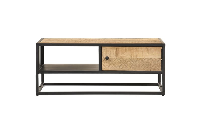 sofabord med udskåret låge 90x55x36 cm ru mangotræ - Brun - Møbler - Borde - Aflastningsbord - Sengebord