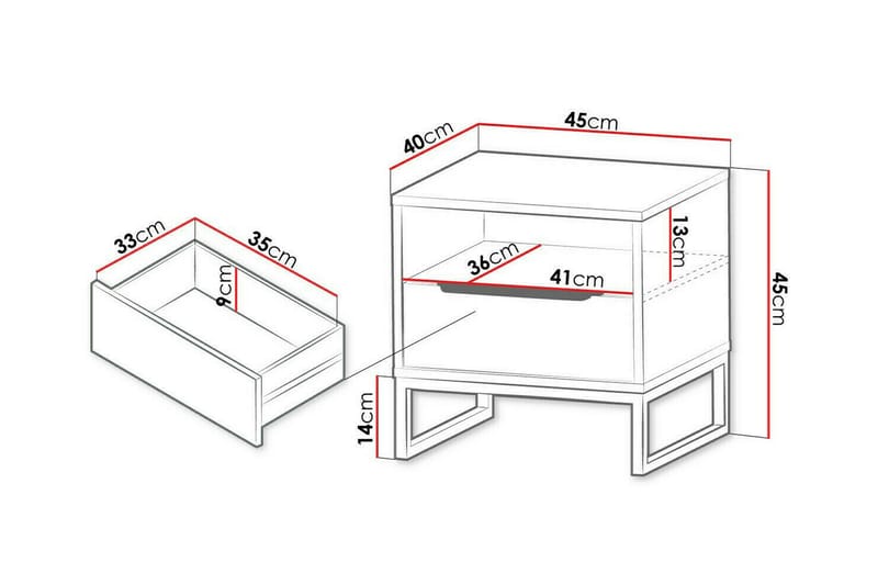 Staffin Natbord 45 cm - Hvid - Møbler - Borde - Aflastningsbord - Sengebord