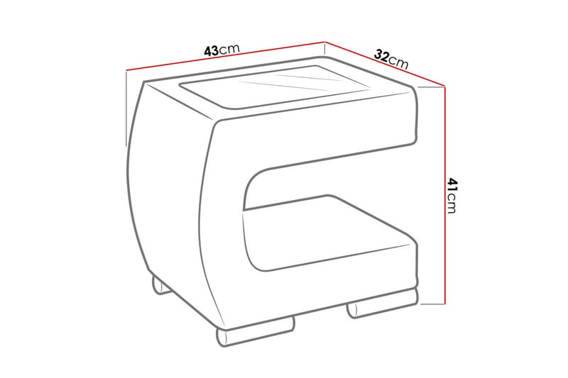 Stoliv Sengebord 43 cm Højre - Ecolæder/Sort - Møbler - Borde - Aflastningsbord - Sengebord