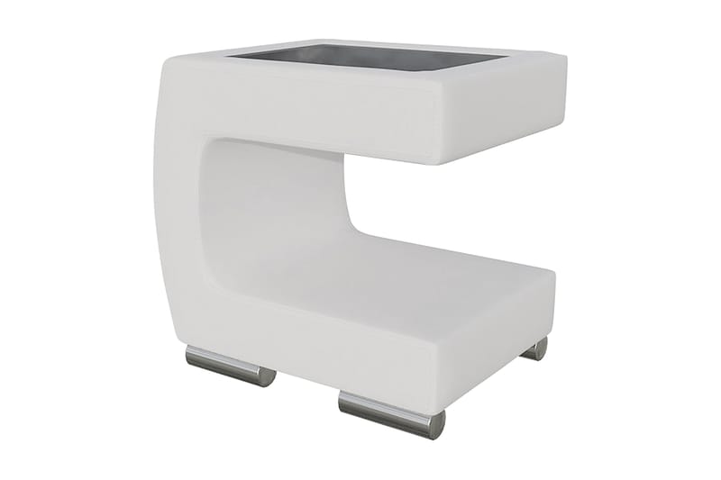 Stoliv Sengebord 43 cm Venstre - Ecolæder/Hvid - Møbler - Borde - Aflastningsbord - Sengebord