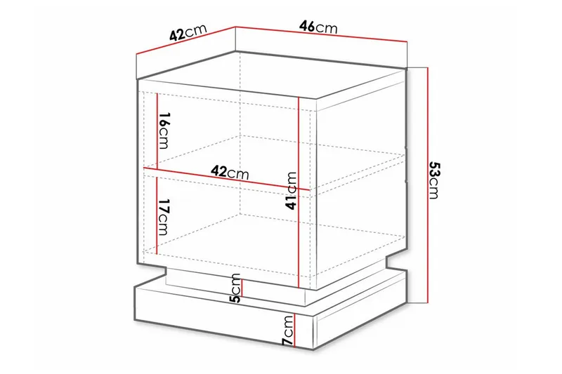 Strontian Sengebord 46 cm med Opbevaring og Hylder i Træ - Hvid - Møbler - Borde - Aflastningsbord - Sengebord