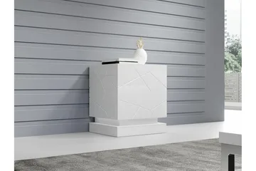 Strontian Sengebord 46 cm med Opbevaring og Hylder i Træ - Hvid - Møbler - Borde - Aflastningsbord - Sengebord