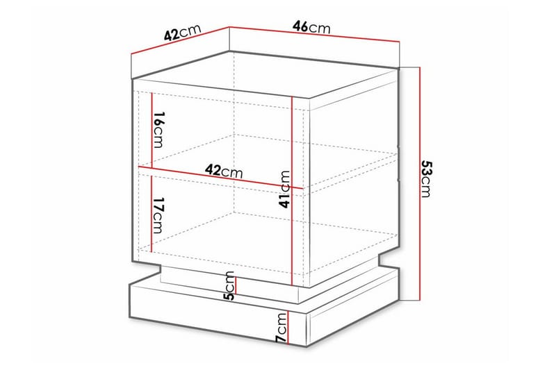 Strontian Sengebord 46 cm med Opbevaring og Hylder i Træ - Sort - Møbler - Borde - Aflastningsbord - Sengebord