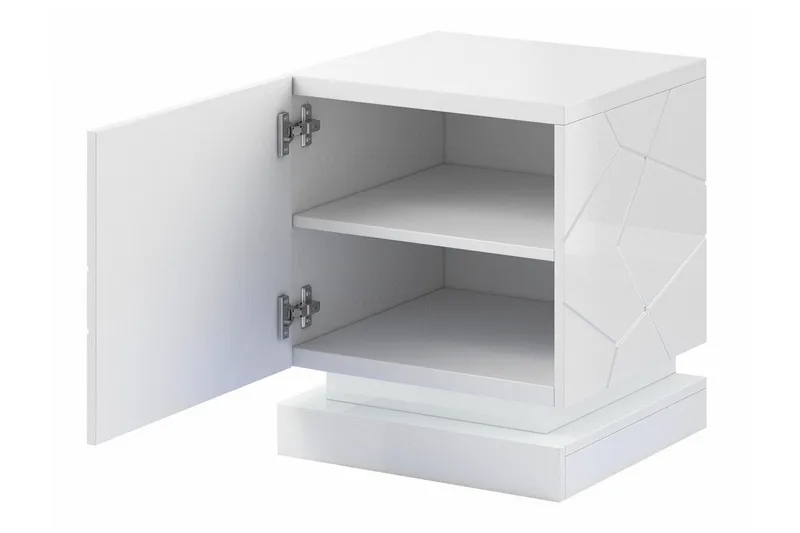 Strontian Sengebord 46 cm med Opbevaring og Hylder i Træ - Sort - Møbler - Borde - Aflastningsbord - Sengebord