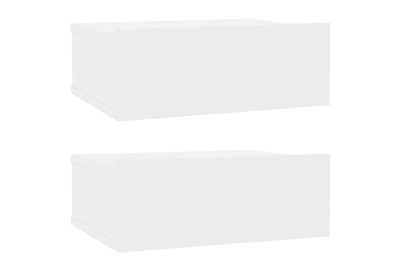 Svævende natborde 2 stk. 40 x 30 x 15 cm spånplade - Hvid - Sengebord