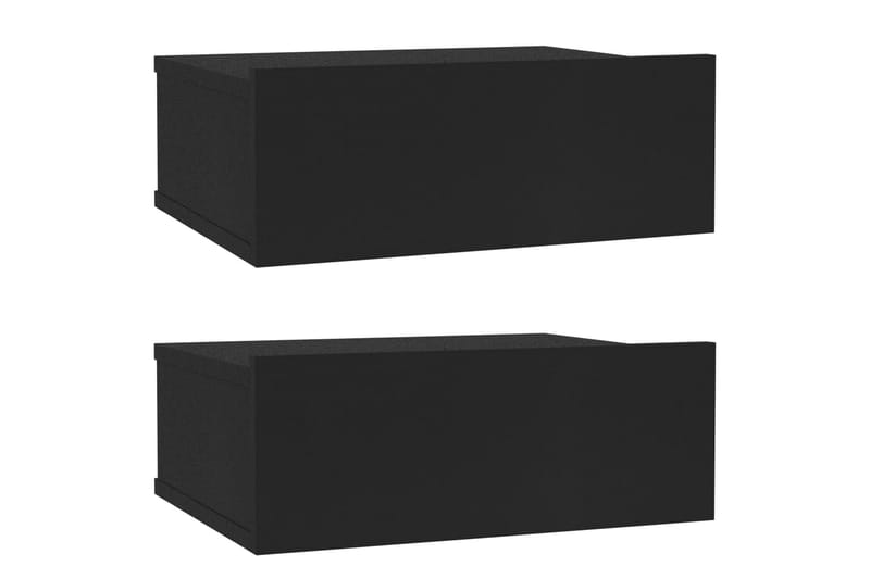 Svævende natborde 2 stk. 40 x 30 x 15 cm spånplade sort - Sort - Møbler - Borde - Aflastningsbord - Sengebord