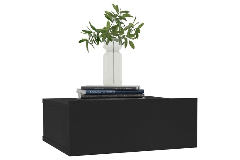 Svævende natborde 2 stk. 40 x 30 x 15 cm spånplade sort - Sort - Møbler - Borde - Aflastningsbord - Sengebord