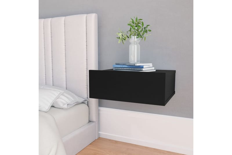 Svævende natborde 2 stk. 40 x 30 x 15 cm spånplade sort - Sort - Møbler - Borde - Aflastningsbord - Sengebord