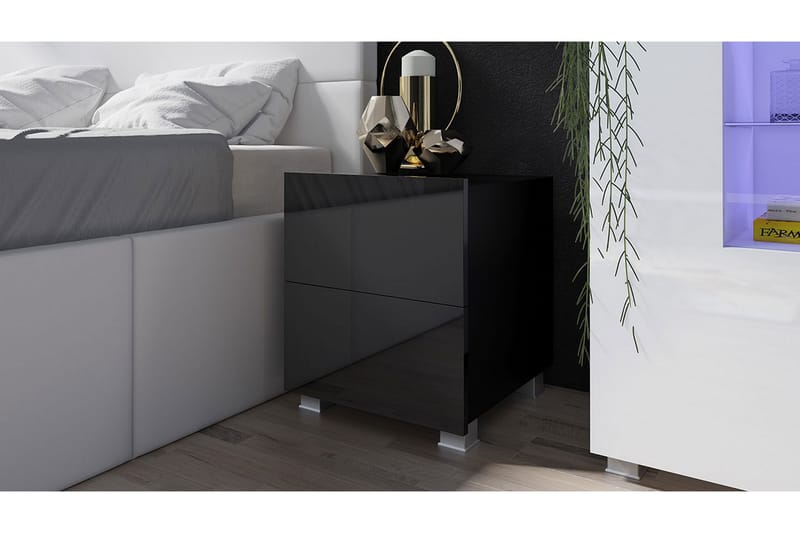 Tessan Sengebord 40 cm med Opbevaring - Sort - Møbler - Borde - Aflastningsbord - Sengebord