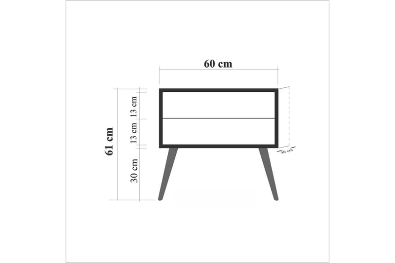 Vellavie Sengebord 60 cm med Opbevaring 2 Skuffer Vertikalt - Lysebrun - Sengebord
